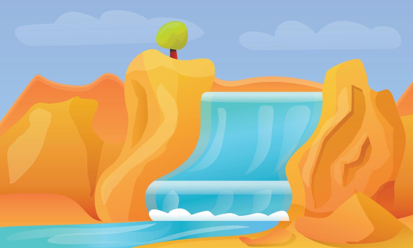 banner de conceito de cachoeira, estilo cartoon vetor