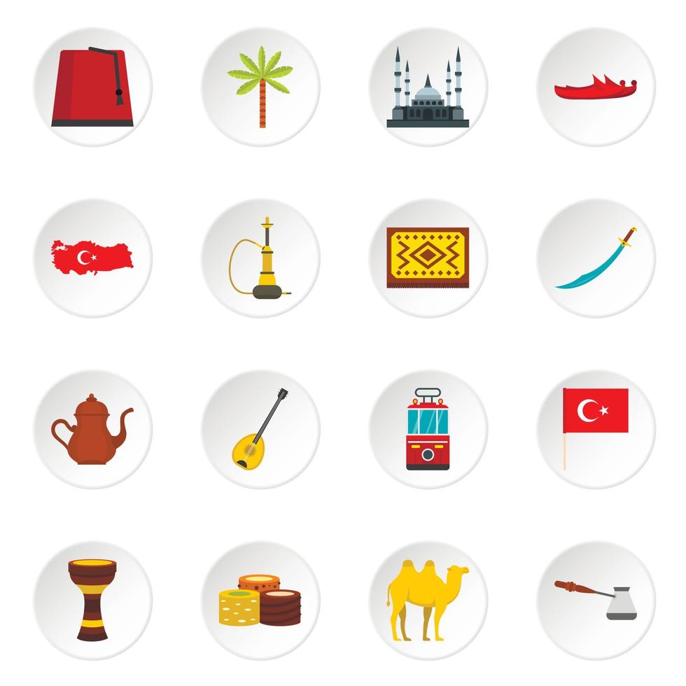 ícones de viagens de turquia definidos em estilo simples vetor