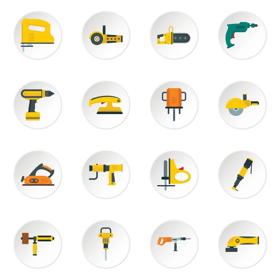 ícones de ferramentas elétricas definido em estilo simples vetor