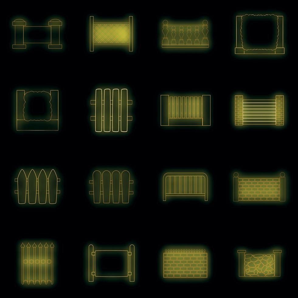 conjunto de ícones de módulos de esgrima vetor neon
