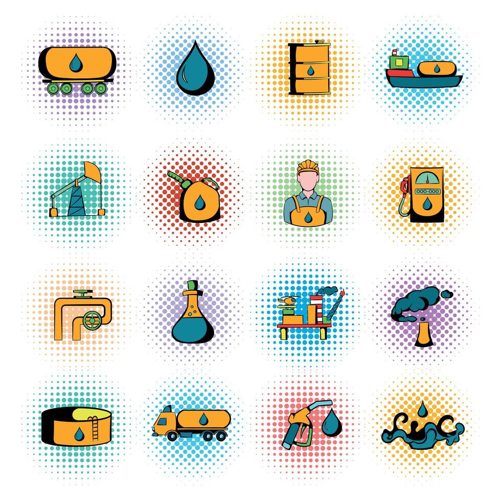 conjunto de ícones da indústria de petróleo vetor