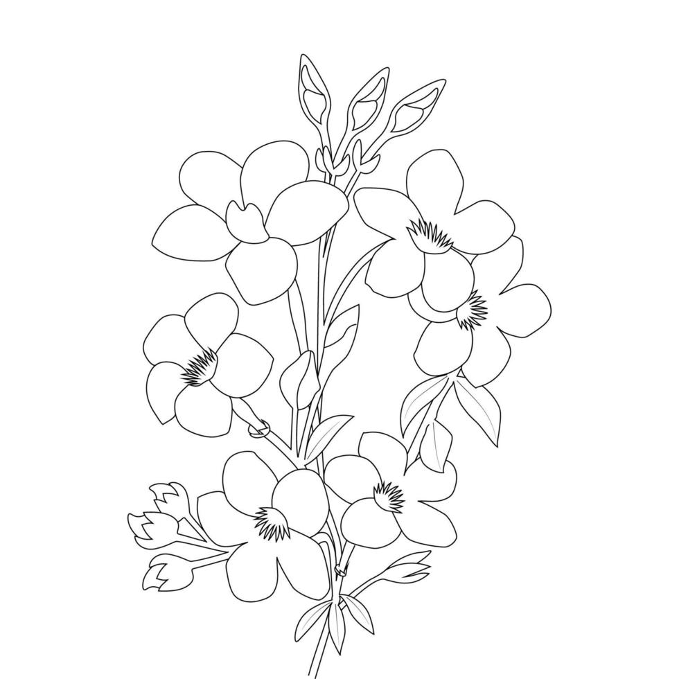 ilustração de flor allamanda com design de arte de linha criativa para imprimir página para colorir vetor