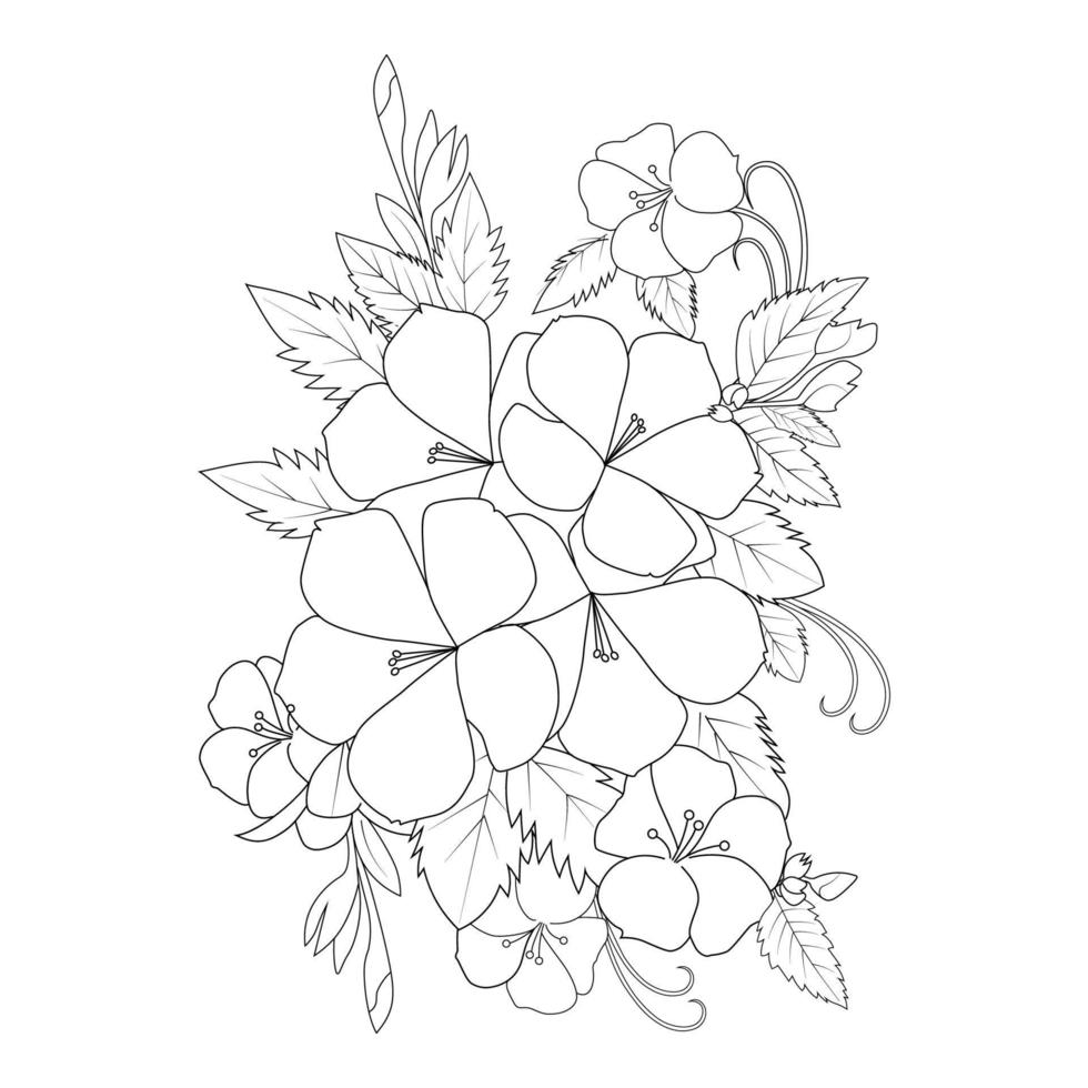 ilustração de flor allamanda com design de arte de linha criativa para imprimir página para colorir vetor