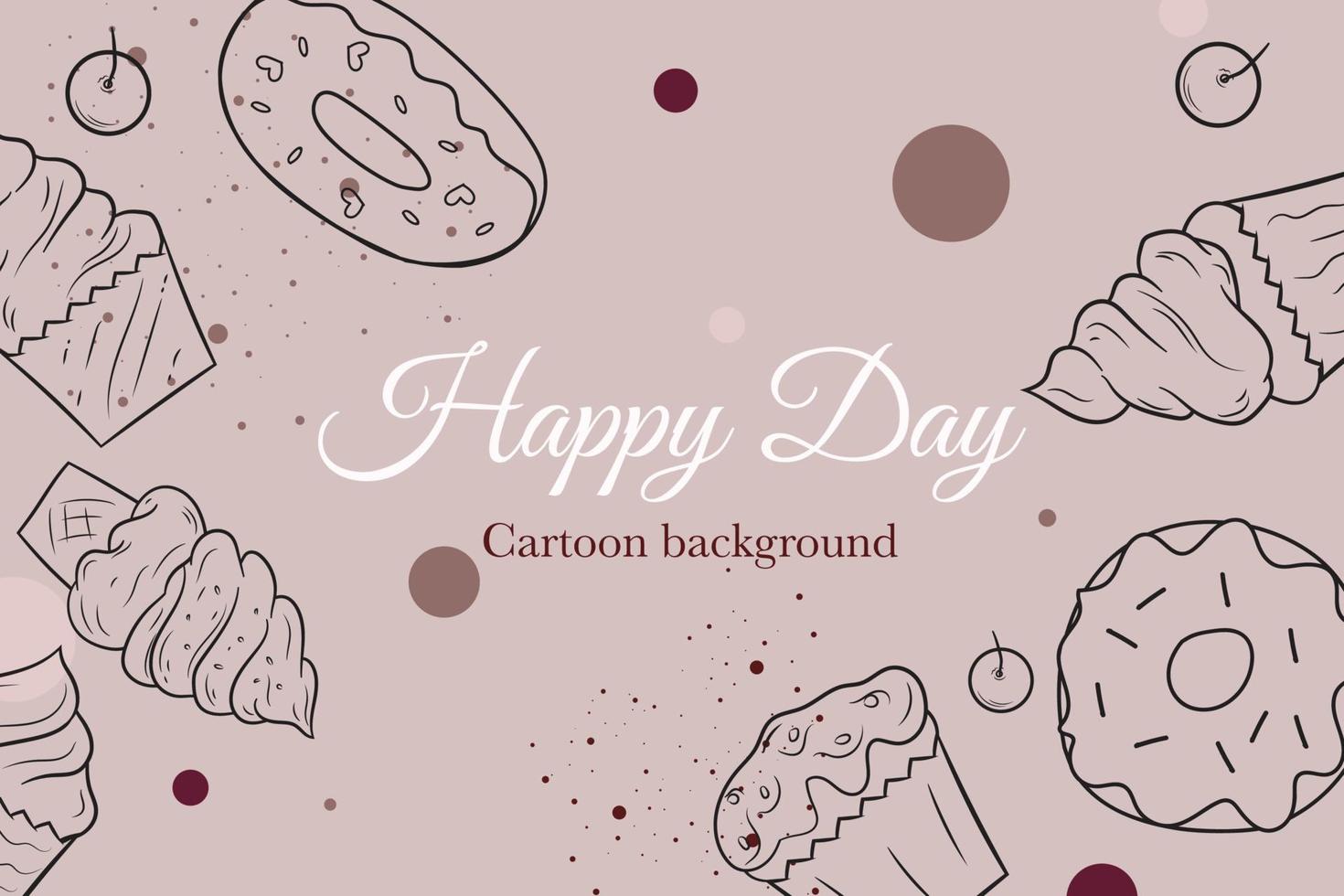 cartão de fundo de desenho animado de comida doodle fofo vetor