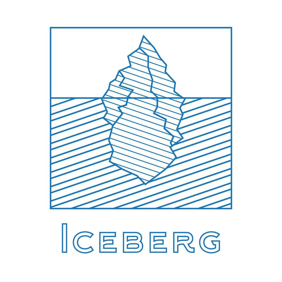 iceberg em estilo linear. contorno iceberg isolado no fundo branco. vetor