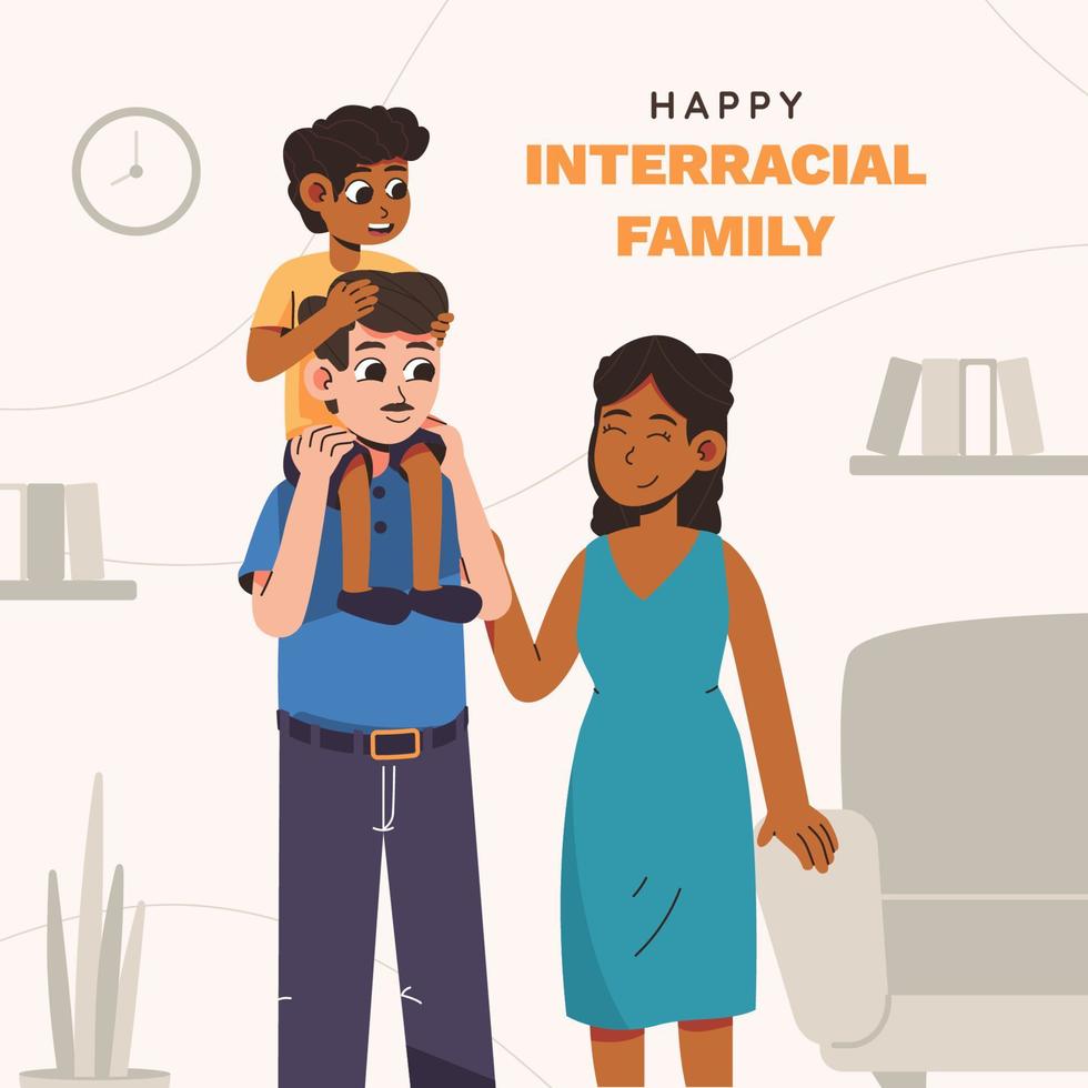 uma família interracial feliz vetor