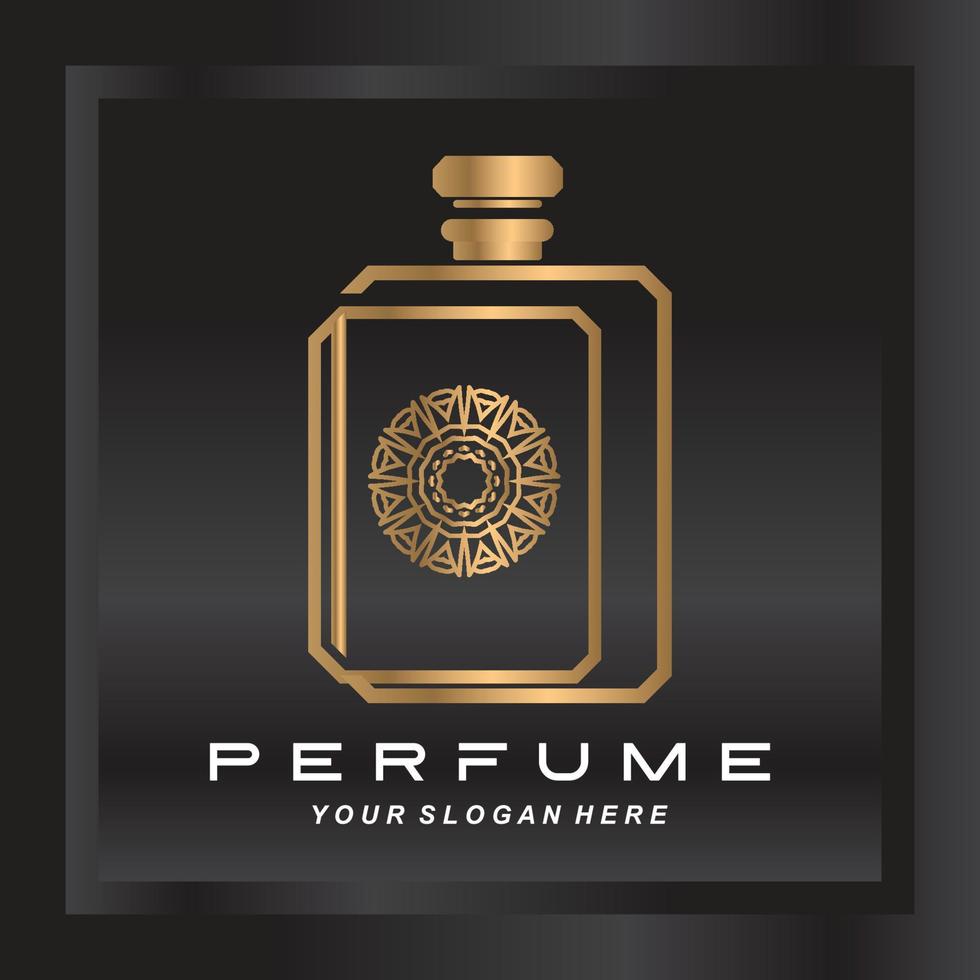 design de logotipo de garrafa de perfume de luxo, ilustração para cosméticos, beleza, salão, produtos da empresa, vetor