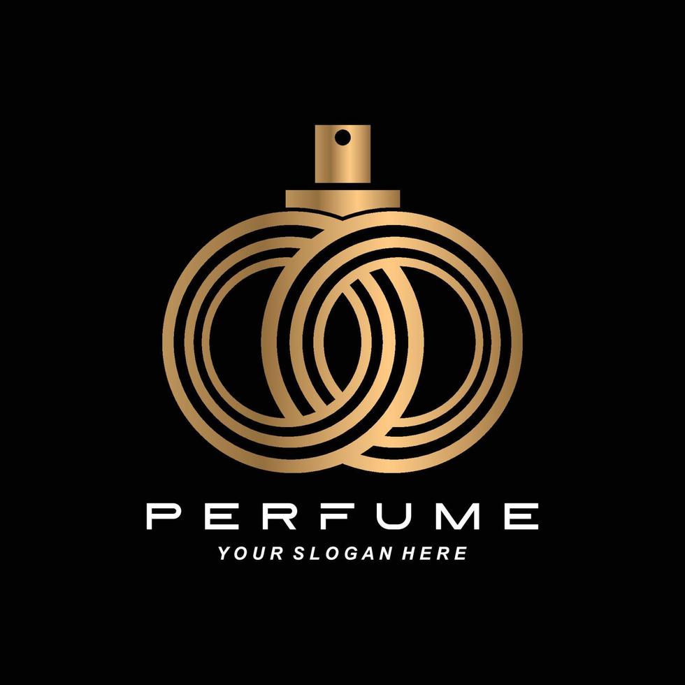 design de logotipo de garrafa de perfume de luxo, ilustração para cosméticos, beleza, salão, produtos da empresa, vetor