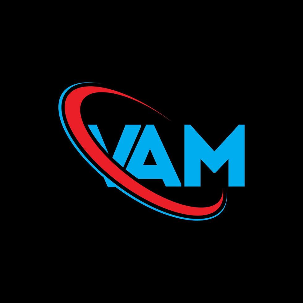 vam logotipo. vam carta. design de logotipo de carta vam. iniciais vam logotipo ligado com círculo e logotipo monograma maiúsculo. vam tipografia para marca de tecnologia, negócios e imóveis. vetor