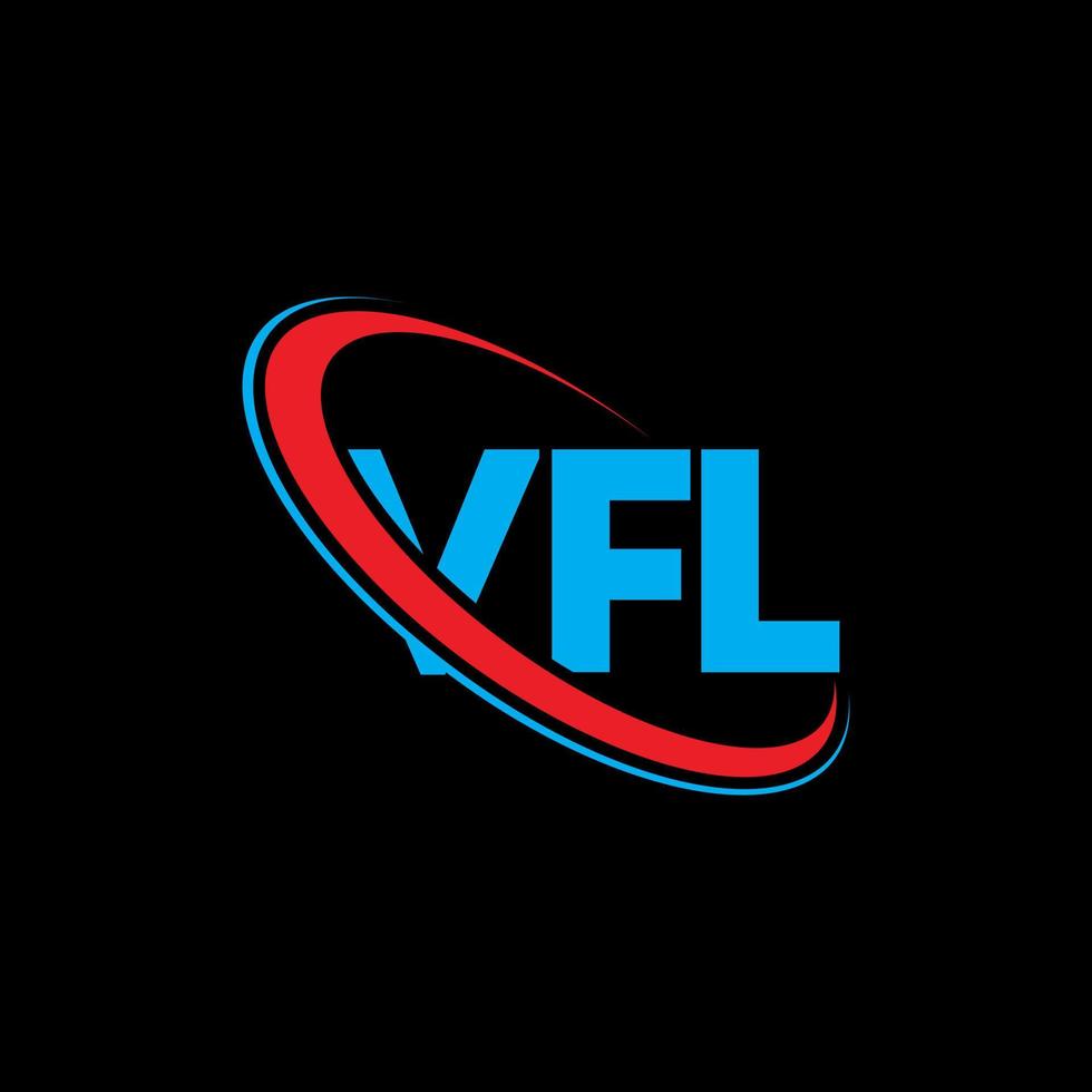 logotipo vfl. carta vfl. design de logotipo de carta vfl. iniciais vfl logotipo ligado com círculo e logotipo monograma maiúsculo. tipografia vfl para marca de tecnologia, negócios e imóveis. vetor