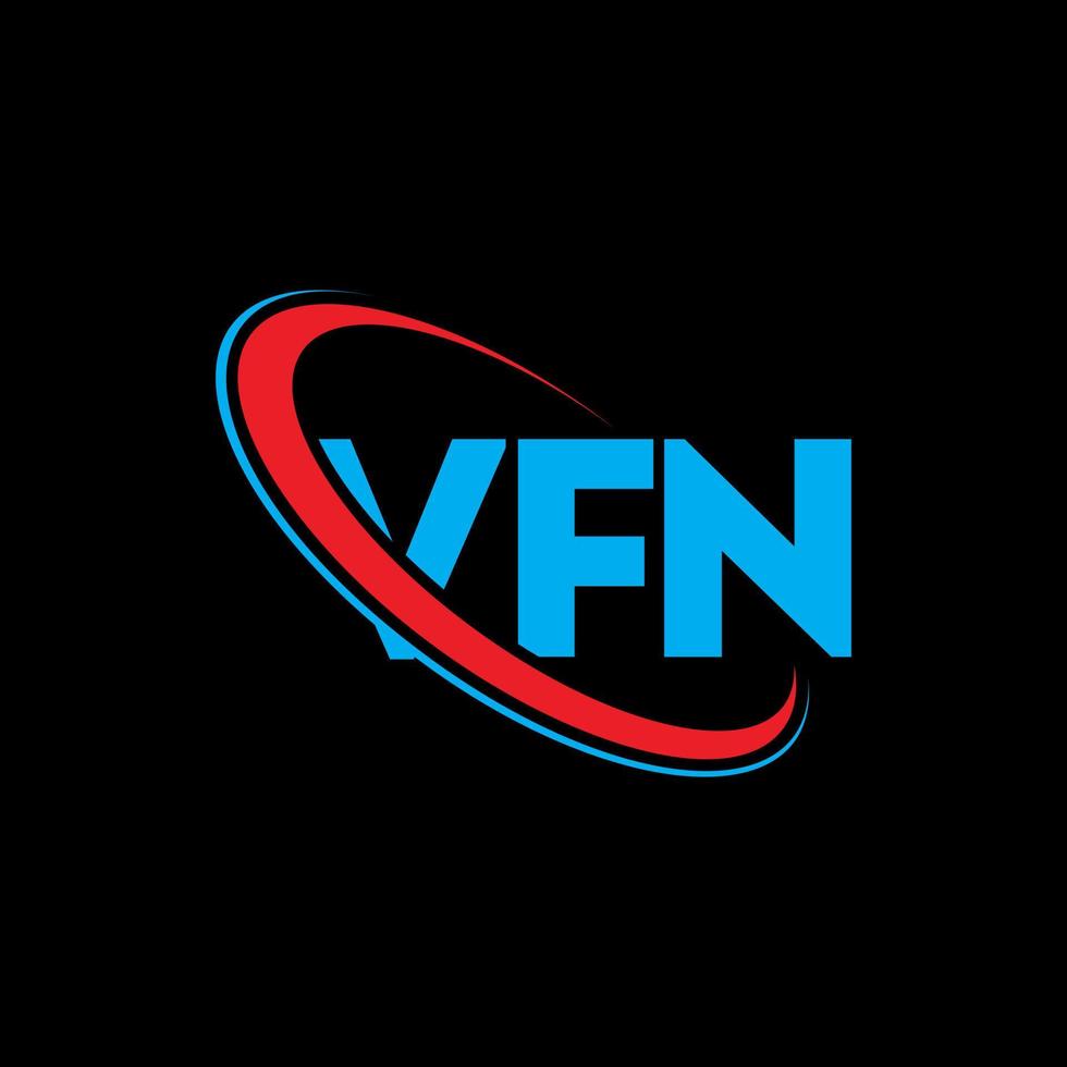 logotipo vfn. carta vf. design de logotipo de carta vfn. iniciais vfn logotipo ligado com círculo e logotipo monograma maiúsculo. tipografia vfn para marca de tecnologia, negócios e imóveis. vetor