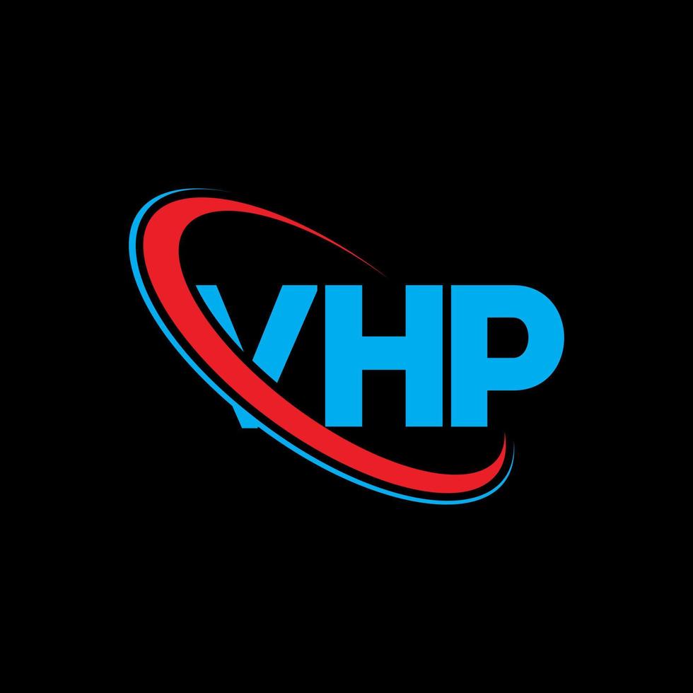 logotipo vhp. carta vhp. design de logotipo de carta vhp. iniciais do logotipo vhp vinculados ao círculo e ao logotipo do monograma em maiúsculas. tipografia vhp para marca de tecnologia, negócios e imóveis. vetor