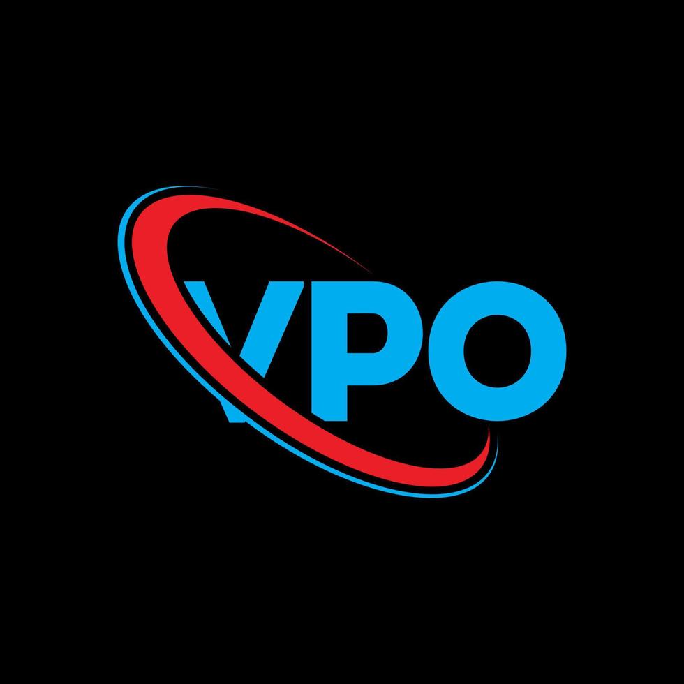 logotipo vpo. carta vpo. design de logotipo de carta vpo. iniciais vpo logotipo ligado com círculo e logotipo monograma em maiúsculas. tipografia vpo para marca de tecnologia, negócios e imóveis. vetor