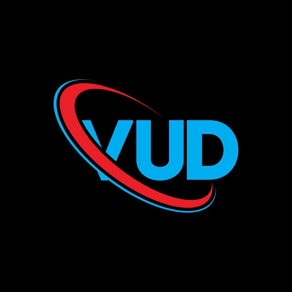 logotipo do vu. carta vd. design de logotipo de carta vud. iniciais vud logotipo ligado com círculo e logotipo monograma maiúsculo. tipografia vud para tecnologia, negócios e marca imobiliária. vetor