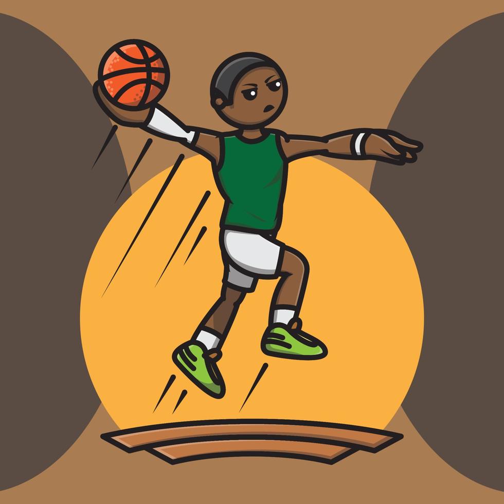 ícone de jogador de basquete fazendo hookshoot vetor