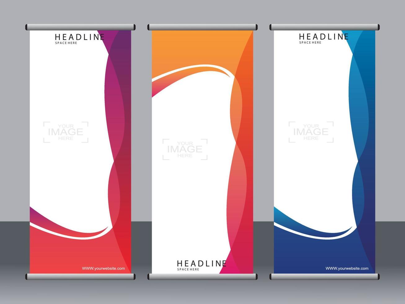 banner de negócios roll up set, modelo de banner standee. vetor