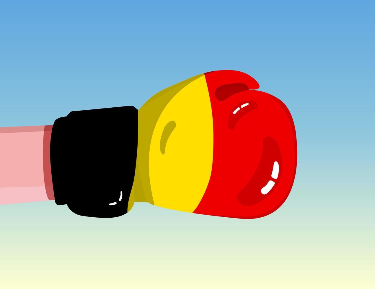 bandeira da bélgica na luva de boxe. confronto entre países com poder competitivo. atitude ofensiva. separação de poder. modelo de design pronto. vetor