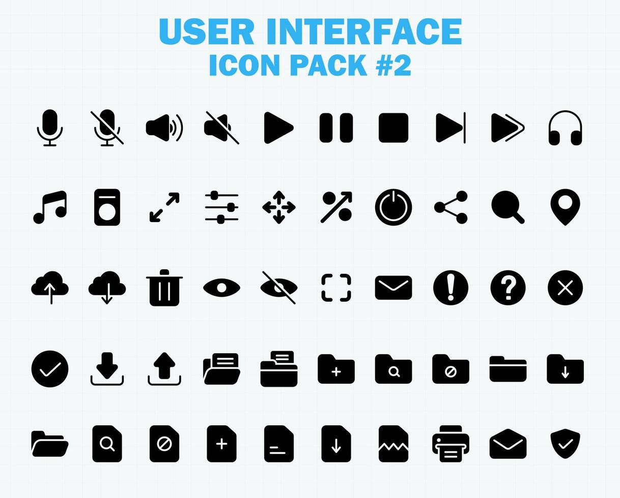 conjunto de ícones de interface de usuário da web e aplicativo, coleção de ícones de glifo sólido de interface do usuário vetorial vetor