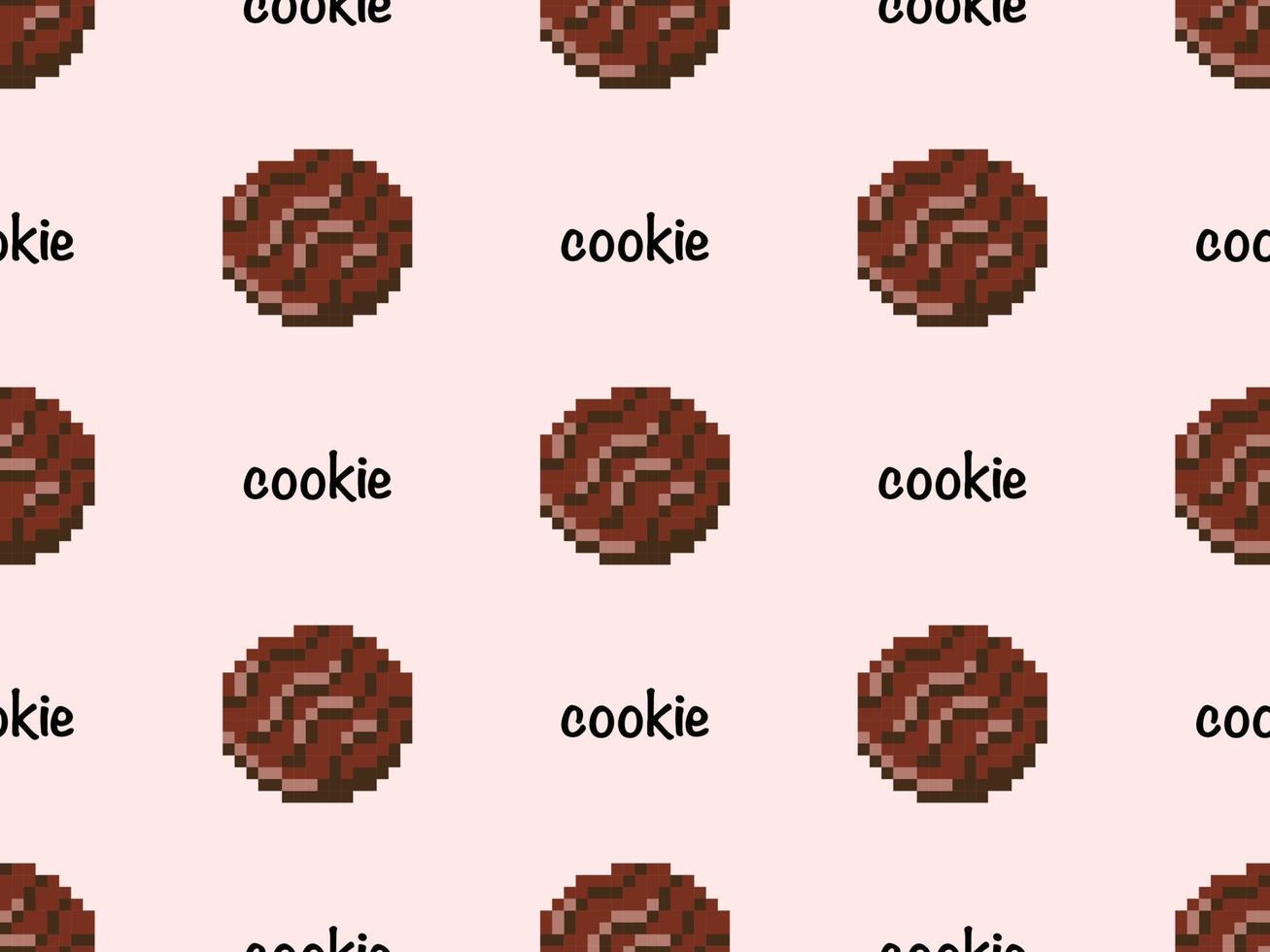 padrão sem emenda de personagem de desenho animado cookie no fundo rosa. estilo de pixel vetor