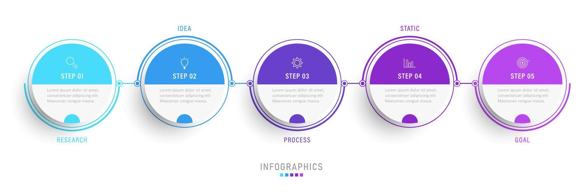 modelo de design de rótulo infográfico vetorial com ícones e 5 opções ou etapas. pode ser usado para diagrama de processo, apresentações, layout de fluxo de trabalho, banner, fluxograma, gráfico de informações. vetor