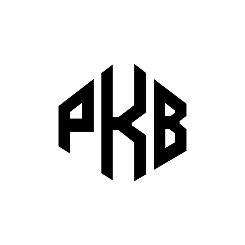 design de logotipo de carta pkb com forma de polígono. pkb polígono e design de logotipo em forma de cubo. modelo de logotipo de vetor hexágono pkb cores brancas e pretas. pkb monograma, logotipo de negócios e imóveis.
