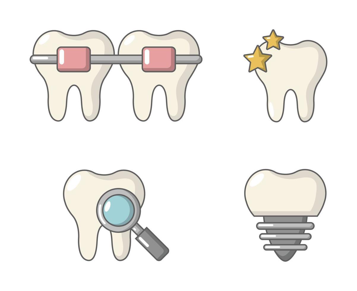 conjunto de ícones de dente, estilo cartoon vetor