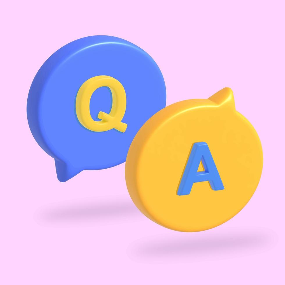 vetor de conjunto de ícones de pergunta e resposta 3D