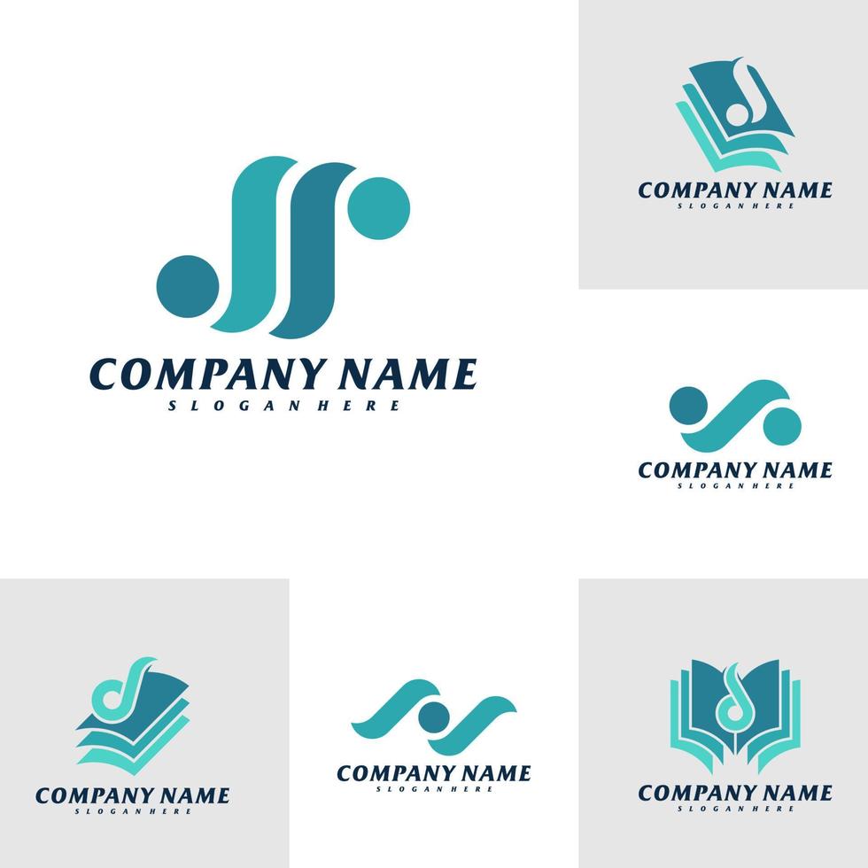conjunto de modelo de design de logotipo carta js. vetor de conceito de logotipo js inicial. emblema, símbolo criativo, ícone