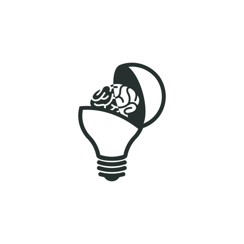 combinação de logotipo criativo de lâmpada e cérebro e pensamento criativo vetor