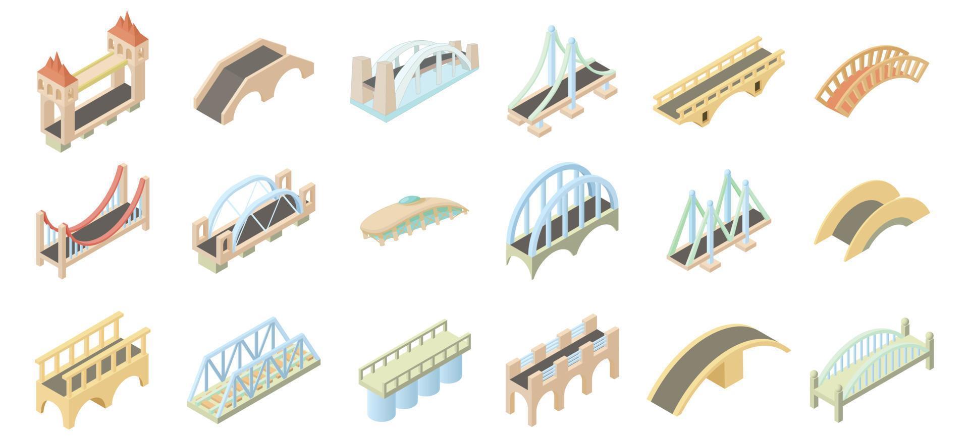 conjunto de ícones de ponte, estilo cartoon vetor