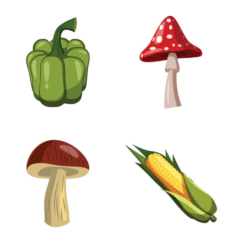 conjunto de ícones de legumes, estilo cartoon vetor