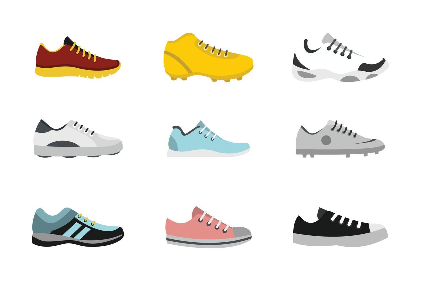conjunto de ícones de sapatos esportivos, estilo simples vetor