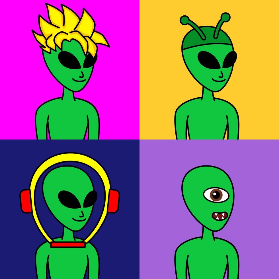 ilustração vetorial de personagem alienígena premium com atributos vetor