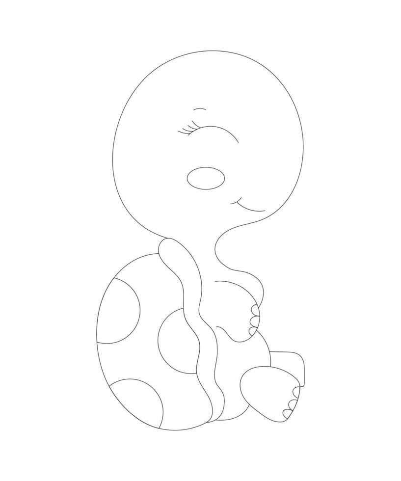 desenho para colorir de lindo bebê tartaruga para colorir vetor