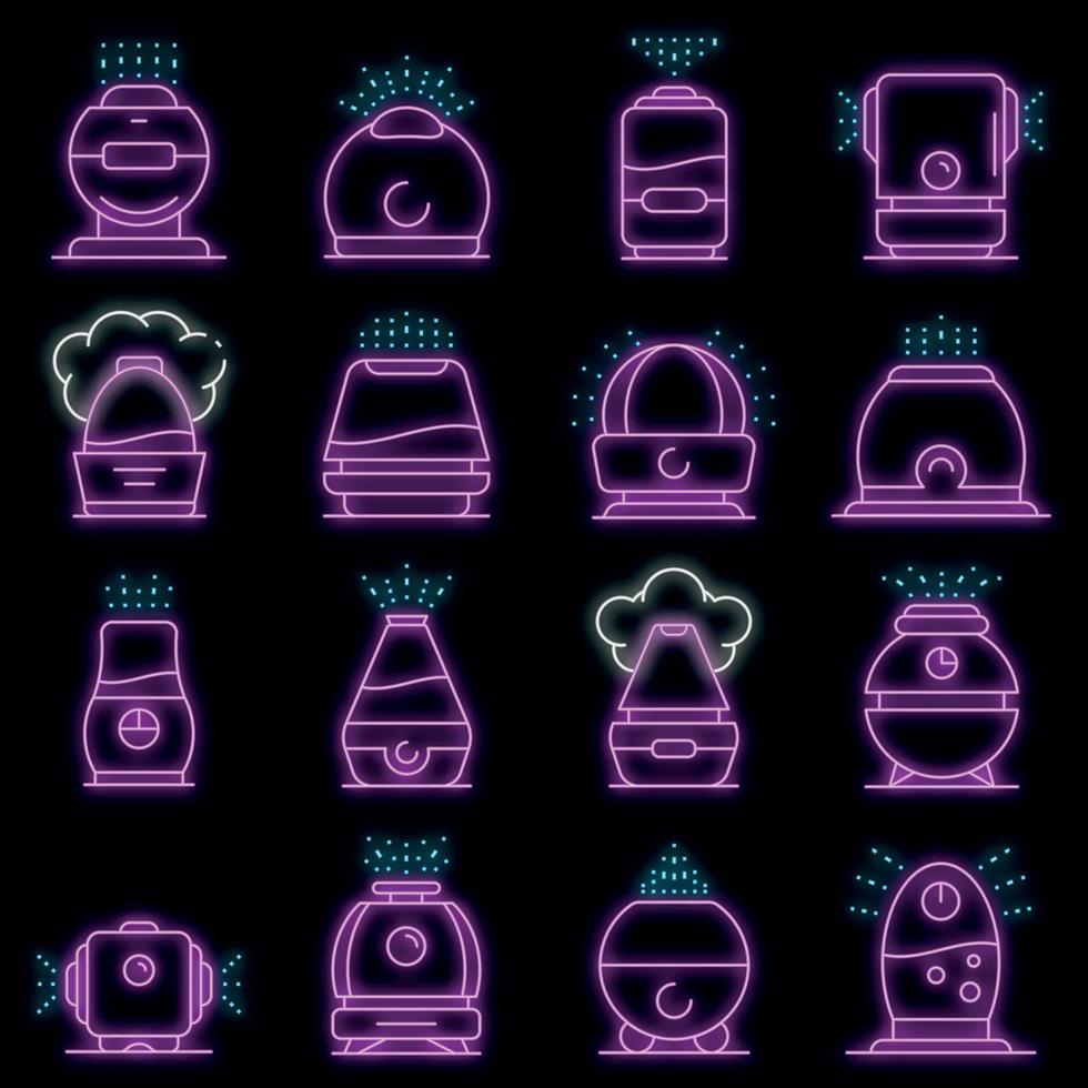conjunto de ícones do umidificador neon vetorial vetor
