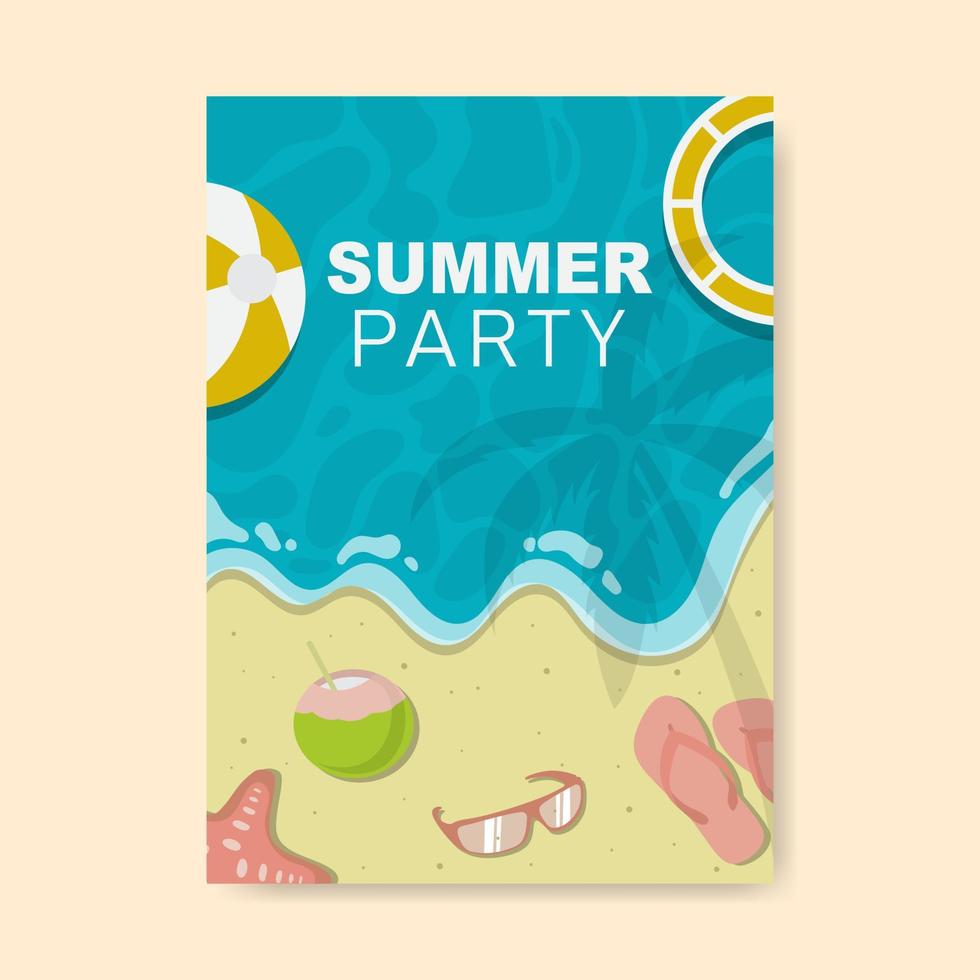 modelo de cartaz simples de festa de praia de verão. ilustração vetorial vetor