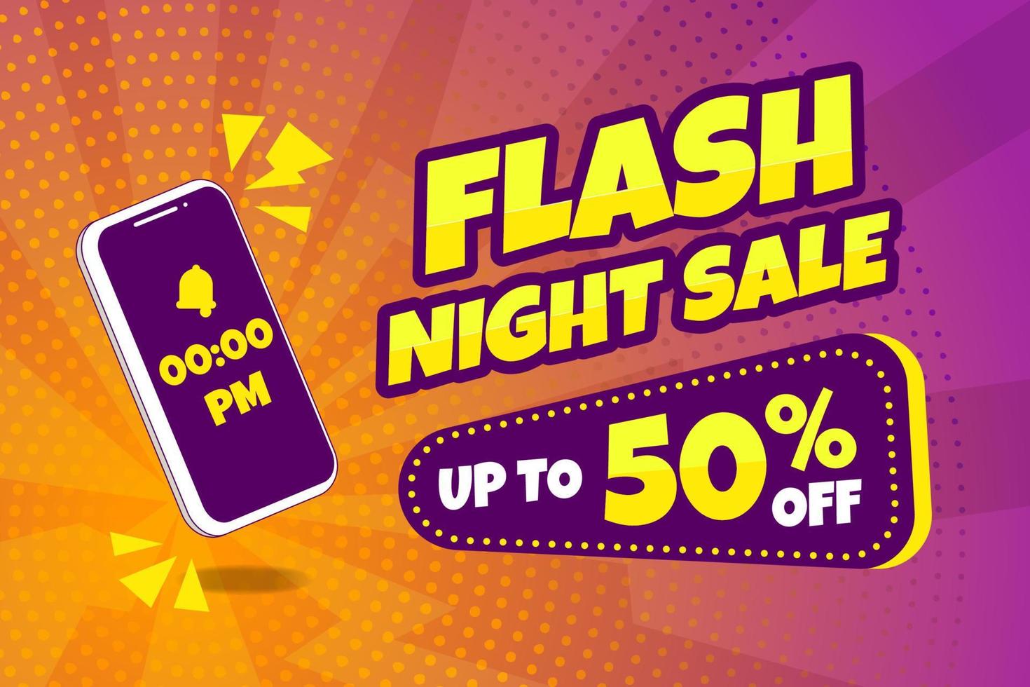 design de modelo de promoção de desconto de venda de noite flash vetor