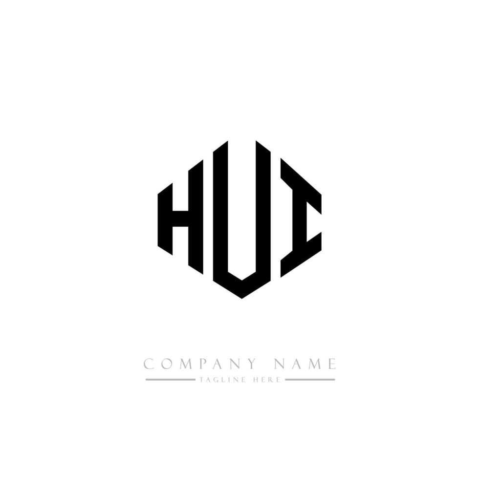 design de logotipo de letra hui com forma de polígono. hui polígono e design de logotipo em forma de cubo. hui hexágono modelo de logotipo de vetor cores brancas e pretas. hui monograma, logotipo de negócios e imóveis.