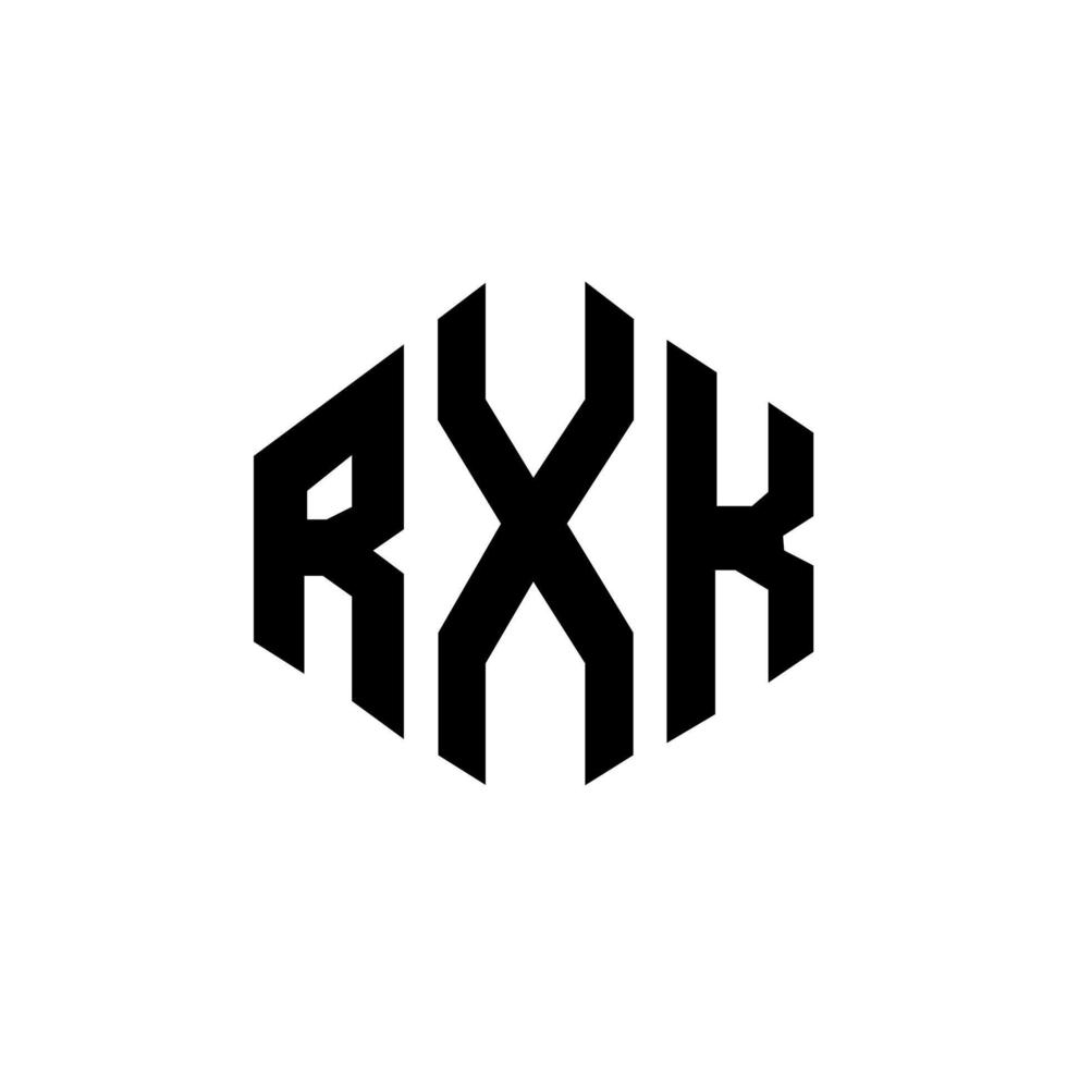 design de logotipo de carta rxk com forma de polígono. rxk polígono e design de logotipo em forma de cubo. rxk hexágono modelo de logotipo de vetor cores brancas e pretas. rxk monograma, logotipo de negócios e imóveis.