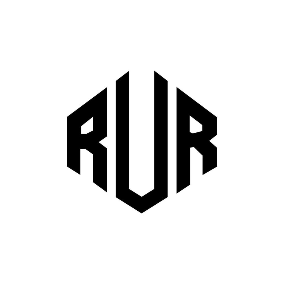 design de logotipo de carta rur com forma de polígono. rur design de logotipo em forma de polígono e cubo. rur hexágono modelo de logotipo de vetor cores brancas e pretas. rur logotipo de monograma, negócios e imóveis.