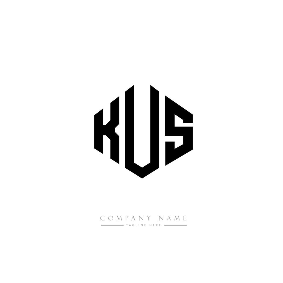 design de logotipo de carta kus com forma de polígono. kus polígono e design de logotipo em forma de cubo. kus modelo de logotipo de vetor hexágono cores brancas e pretas. kus monograma, logotipo de negócios e imóveis.