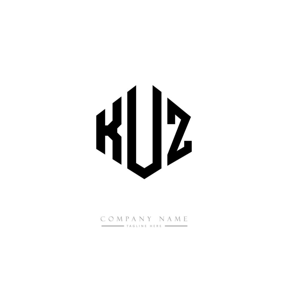 design de logotipo de letra kuz com forma de polígono. kuz polígono e design de logotipo em forma de cubo. kuz modelo de logotipo de vetor hexágono cores brancas e pretas. kuz monograma, logotipo de negócios e imóveis.