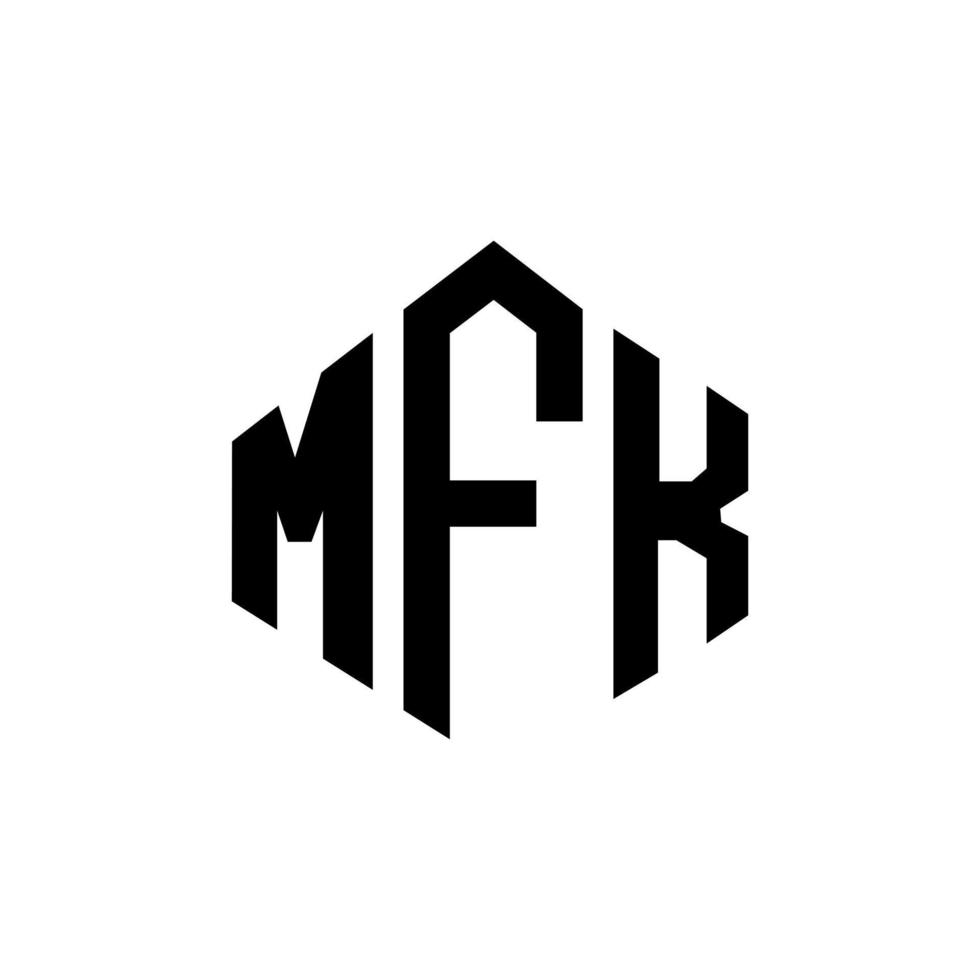 design de logotipo de letra mfk com forma de polígono. mfk polígono e design de logotipo em forma de cubo. modelo de logotipo de vetor hexágono mfk cores brancas e pretas. mfk monograma, logotipo de negócios e imóveis.