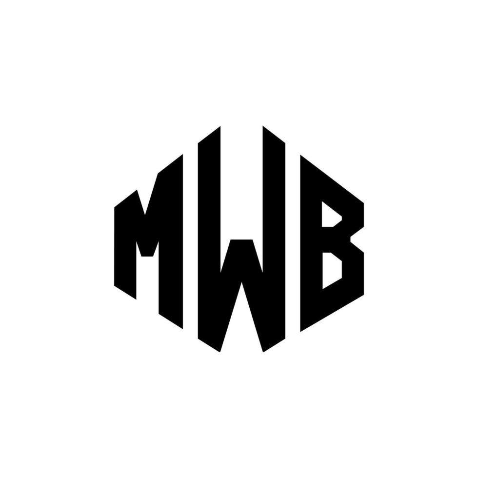 design de logotipo de carta mwb com forma de polígono. polígono mwb e design de logotipo em forma de cubo. modelo de logotipo de vetor hexágono mwb cores brancas e pretas. monograma mwb, logotipo de negócios e imóveis.