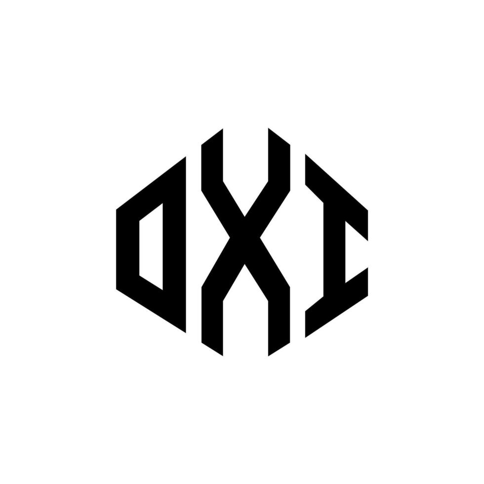 design de logotipo de letra oxi com forma de polígono. oxi polígono e design de logotipo em forma de cubo. modelo de logotipo de vetor oxi hexágono cores brancas e pretas. oxi monograma, logotipo de negócios e imóveis.