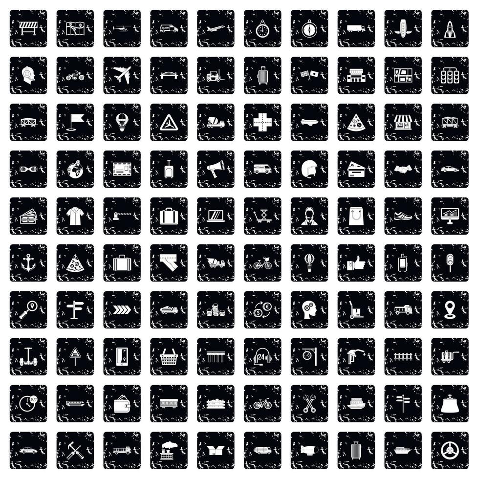 conjunto de 100 ícones de entrega, estilo grunge vetor