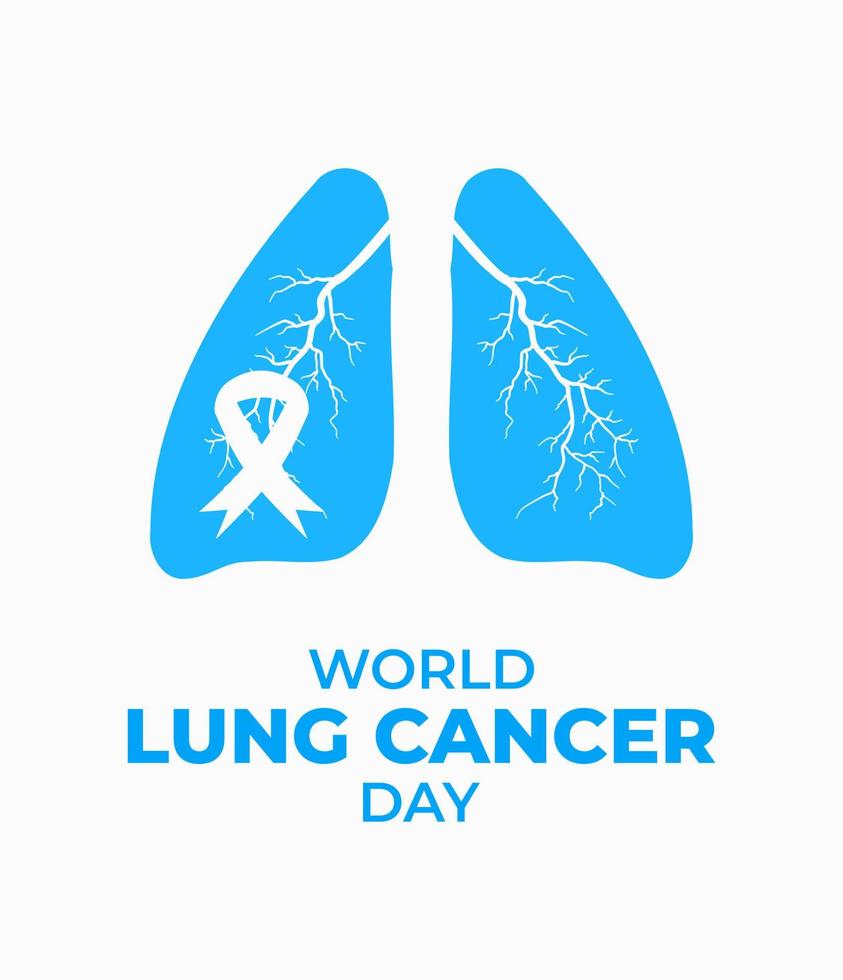 fundo de banner de cartaz do dia mundial do câncer de pulmão para vetor de campanha de conscientização do câncer de pulmão plano