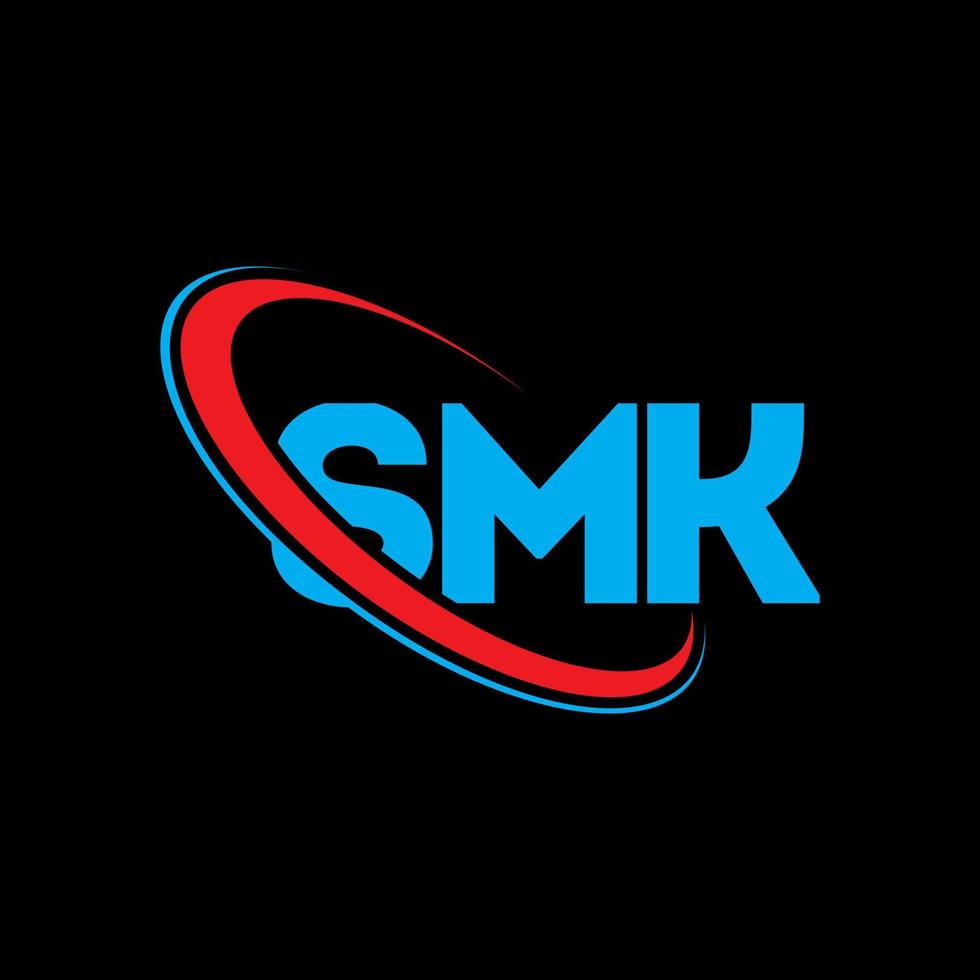 logotipo smk. carta sm. design de logotipo de carta smk. iniciais smk logotipo ligado com círculo e logotipo monograma maiúsculo. tipografia smk para tecnologia, negócios e marca imobiliária. vetor