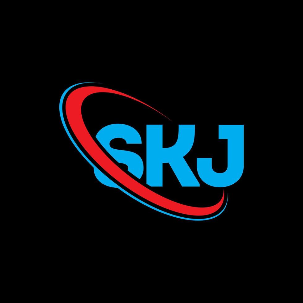 logotipo skj. carta skj. design de logotipo de carta skj. iniciais skj logotipo ligado com círculo e logotipo monograma em maiúsculas. tipografia skj para marca de tecnologia, negócios e imóveis. vetor