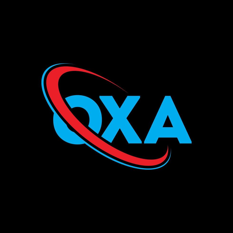 logotipo oxa. letra oxa. design de logotipo de letra oxa. iniciais oxa logotipo ligado com círculo e logotipo monograma maiúsculo. tipografia oxa para marca de tecnologia, negócios e imóveis. vetor